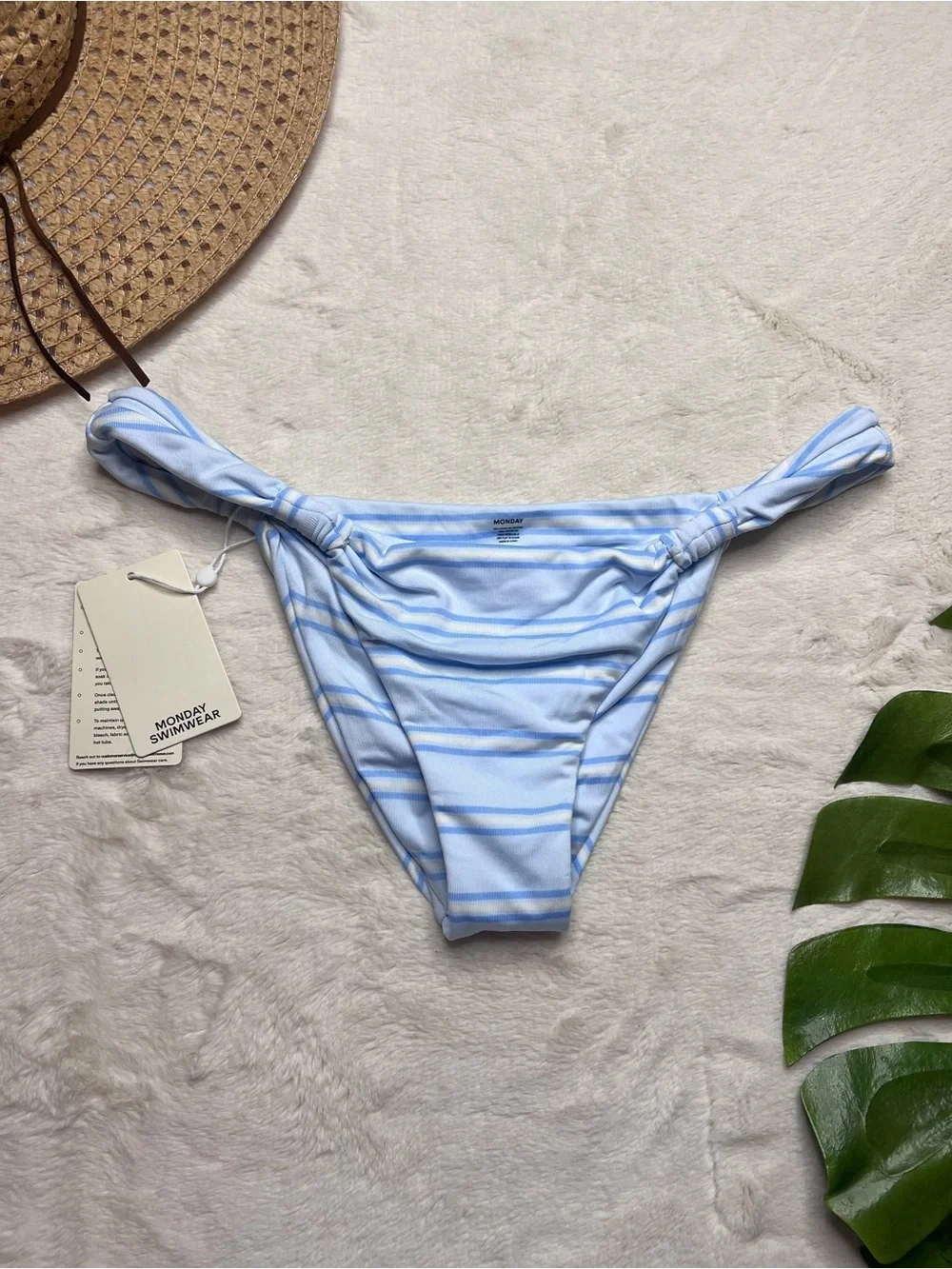 Monday Swimwear Tulum Bottom Ice Stripe Bikini Bottom NWT L/V